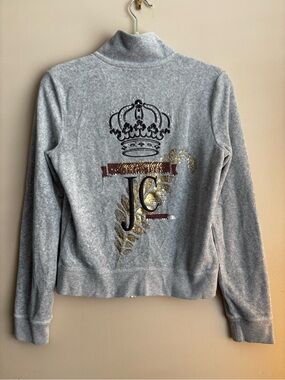 Y2K Juicy Couture Sz M Grey Zip Up Jacket